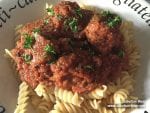 Pork meatballs in roasted vegetable sauce