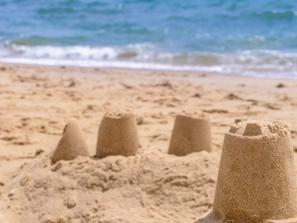 sandcastles on the beach