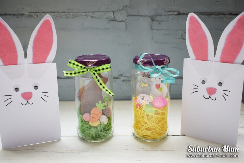 Easy Kids Easter Crafts - Bunny Cards and Easter Jars