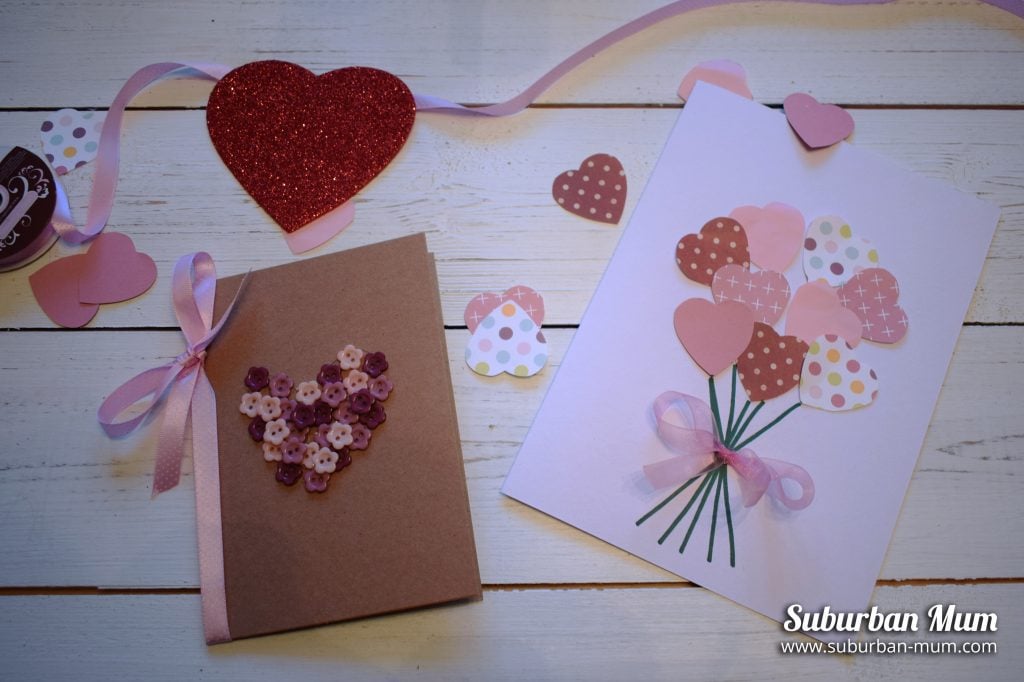 bouquet of hearts and a button heart card craft
