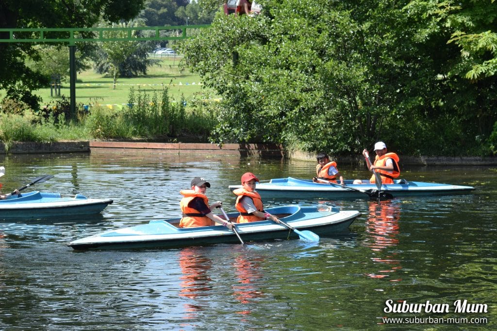 Children on canoes at Wicksteed Park