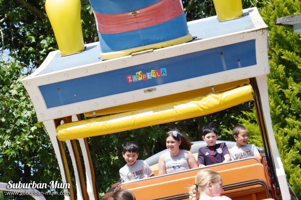Children on the Rockin Tug ride at Wicksteed Park