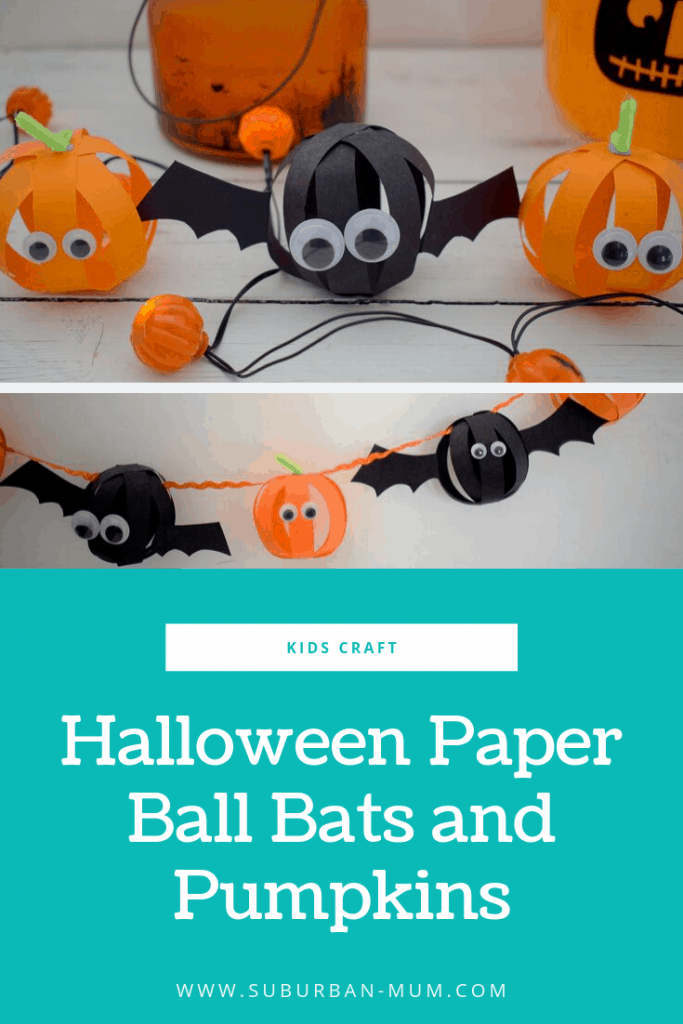 Halloween Paper Ball Bats and Pumpkins