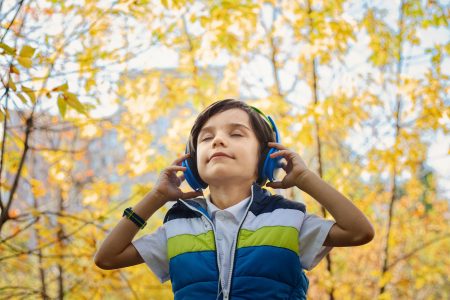 child with headphones