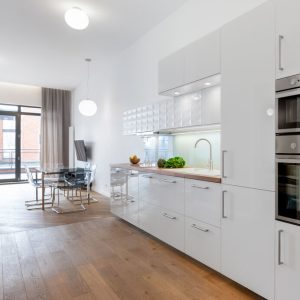 Kitchen with white furniture