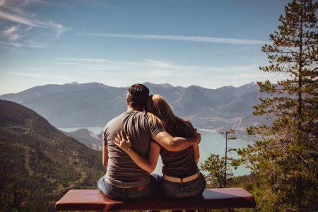 couple overlooking mountains