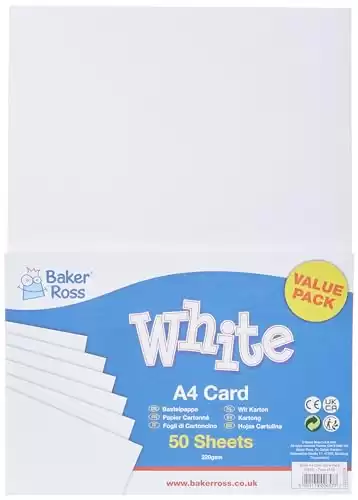 Baker Ross E99A A4 White Card Value Pack