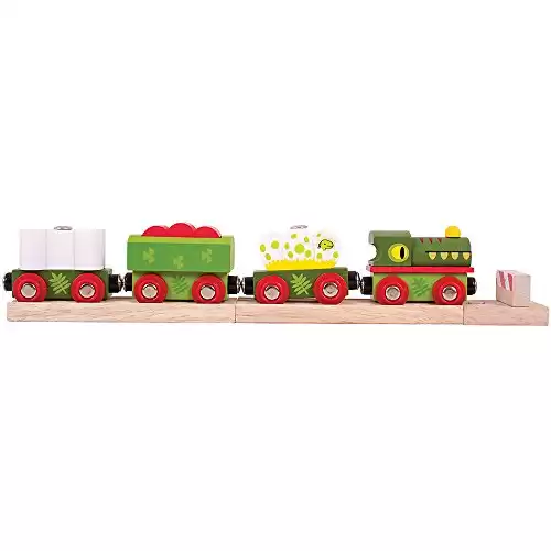 Bigjigs Rail Wooden Dinosaur Railway Engine and Carriages