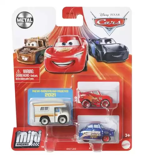 Mattel Disney and Pixar Cars Toys, Mini Racers 3-Pack Metal Toy Cars, GKG01