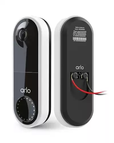 Arlo WIRED Video Doorbell Security Camera, HD Video, 2 Way Audio, Motion Detection, Built-in Siren, Night Vision, Existing Doorbell Wiring Required, with Free Trial of Arlo Secure Plan, White