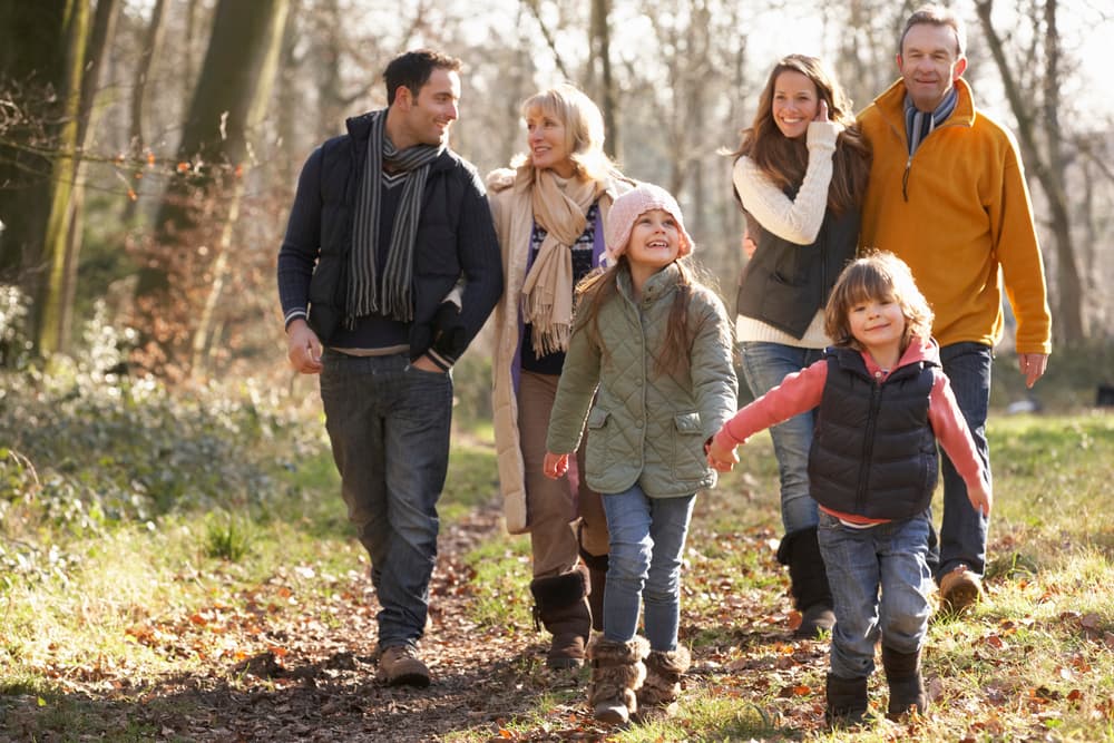 family winter walk