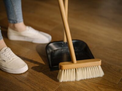 sweeping the floor