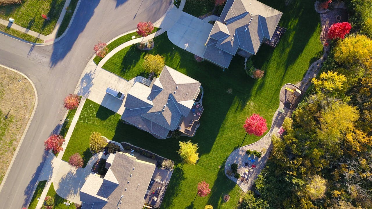 aerial of houses