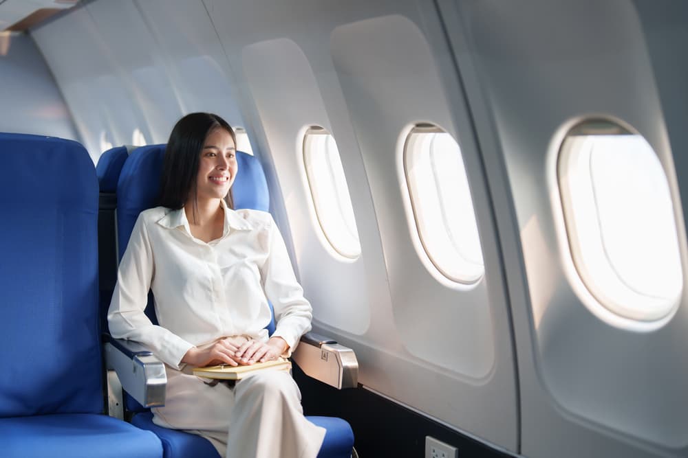 woman on aeroplane