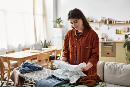 woman doing laundry