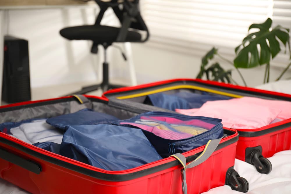 suitcase with packing cubes
