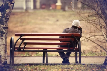 lonely man on bench