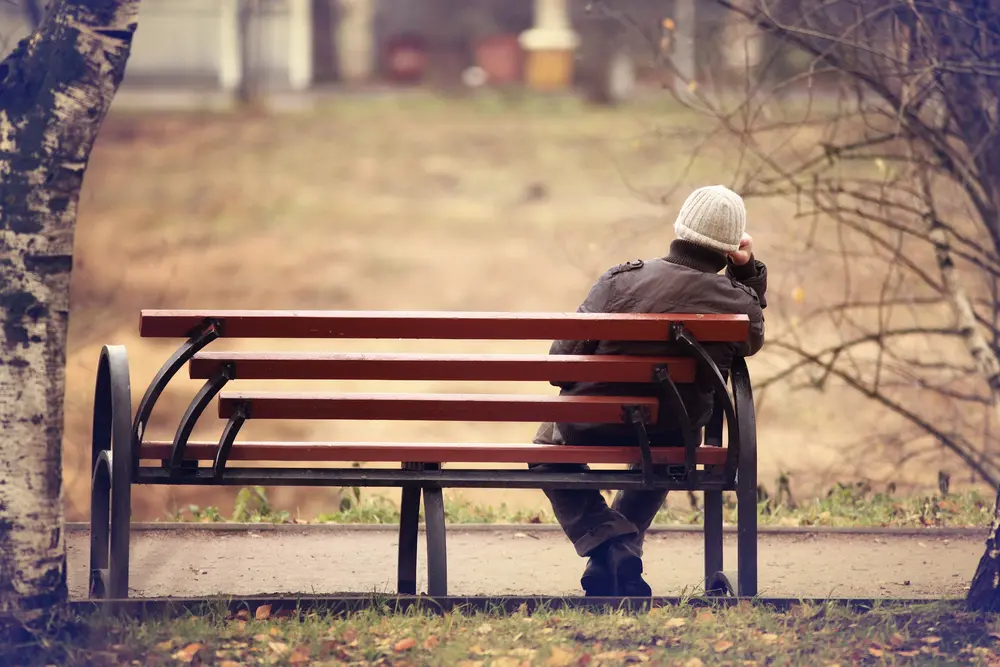 lonely man on bench