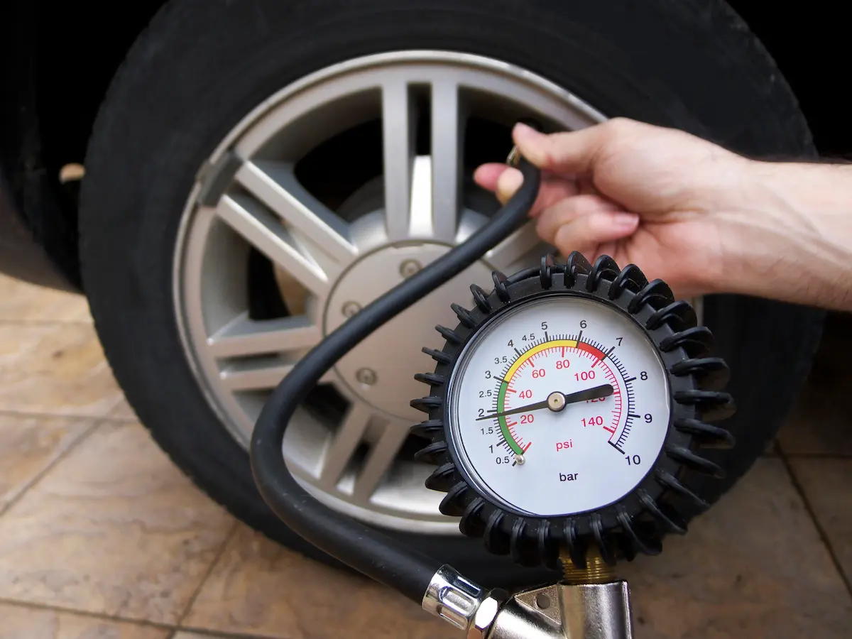 checking tyre pressure before MOT at home