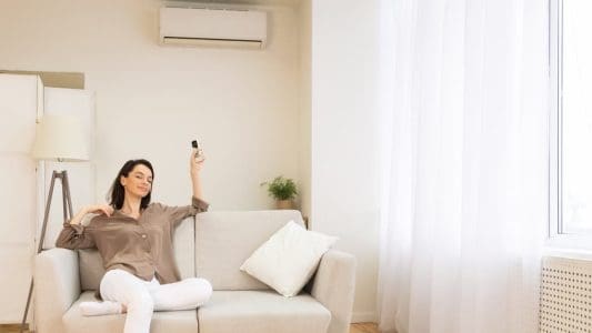 women with aircon in room