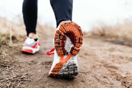 woman in running shoes